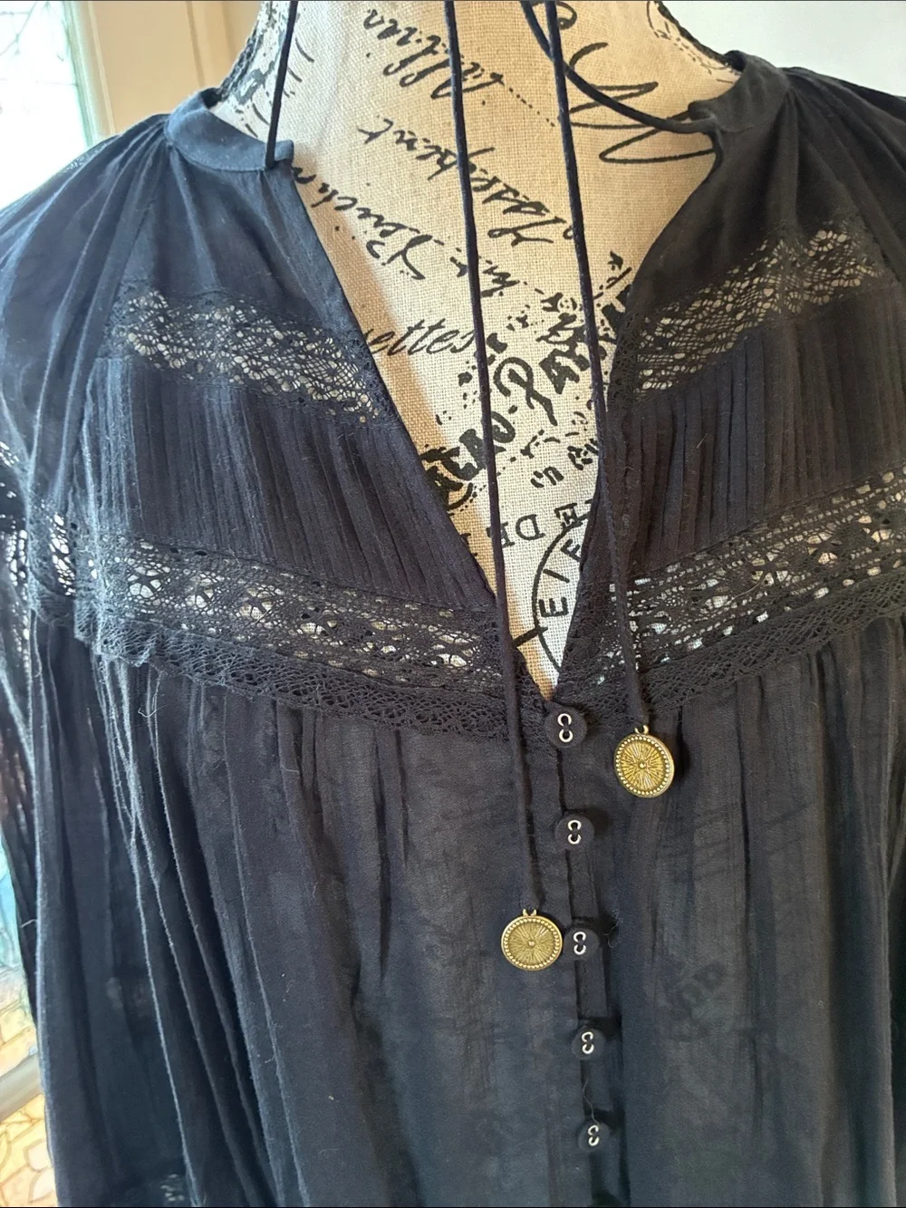 NWT Spell Teodora Blouse in Black size small - Picture 3 of 9